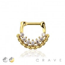 MULTI GEM CZ ROPE SEPTUM HINGED CLICKER